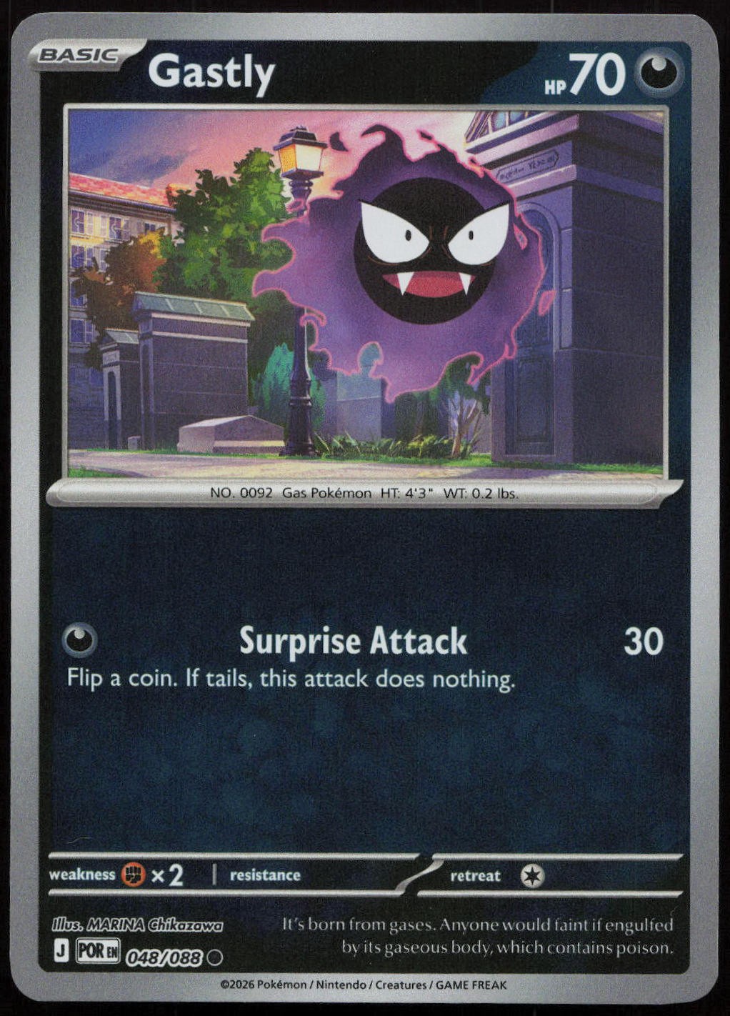 Gastly #48/88 (Reverse Holo) (NM) ME03: Perfect Order POR Pokemon