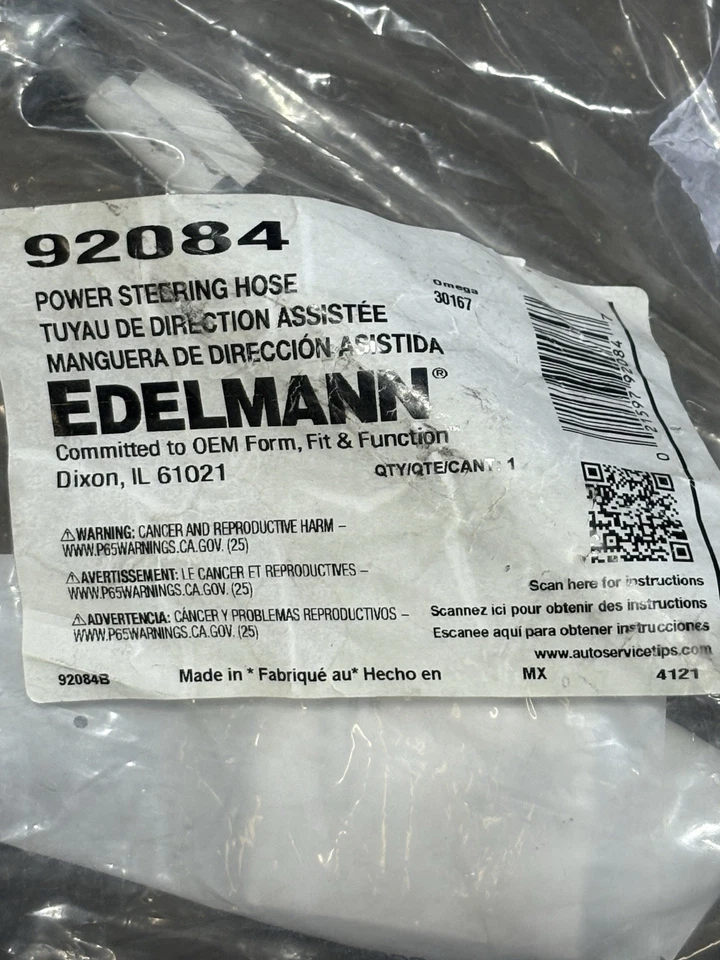New 92084 Edelmann Power Steering Hose for Chevy Chevrolet Silverado 1500 Truck - Image 2 of 2