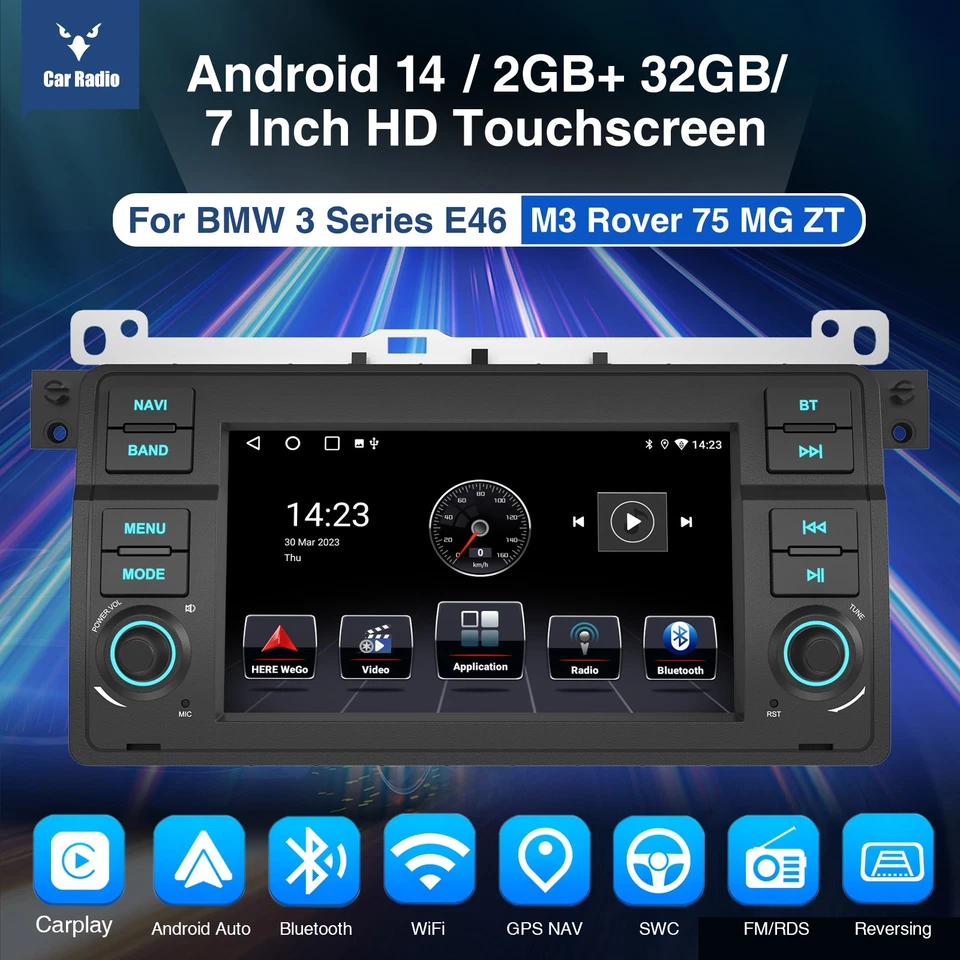 For BMW 3er E46 M3 1998-2006 MG ZT Android 14 Carplay Car Stereo Radio GPS WIFI - Image 3 of 4
