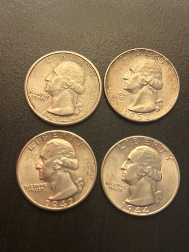 Washington Quarters 90% Silver Coins Set of 4 $1 Face Value