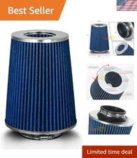 BLUE 4" Cold Air Cone Filter for Trucks - Performance Boost, Washable & Reusable