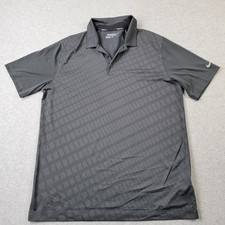 Nike Golf Dri-Fit Polo Mens Large Gray Performance Geometric Shirt