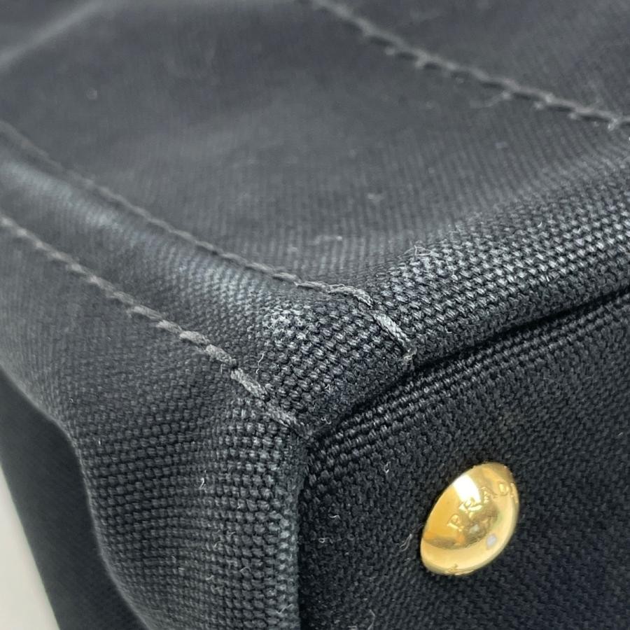 PRADA Canapa 2-Way Shoulder Tote Bag Canvas Black with Shoulder Strap #BS1772 thumbnail 3