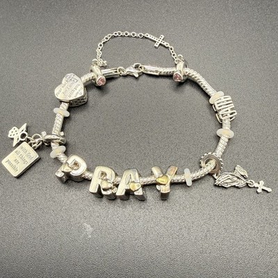 Religious Charm Bracelet and Charms  925 Sterling Silver