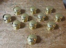 Lot Of 11 New 30mm Solid Brass Circular Drawer. Cabinet Knobs No Screws See Pics