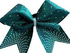 Rhinestone Teal Satin Rhinestone Cheer bow