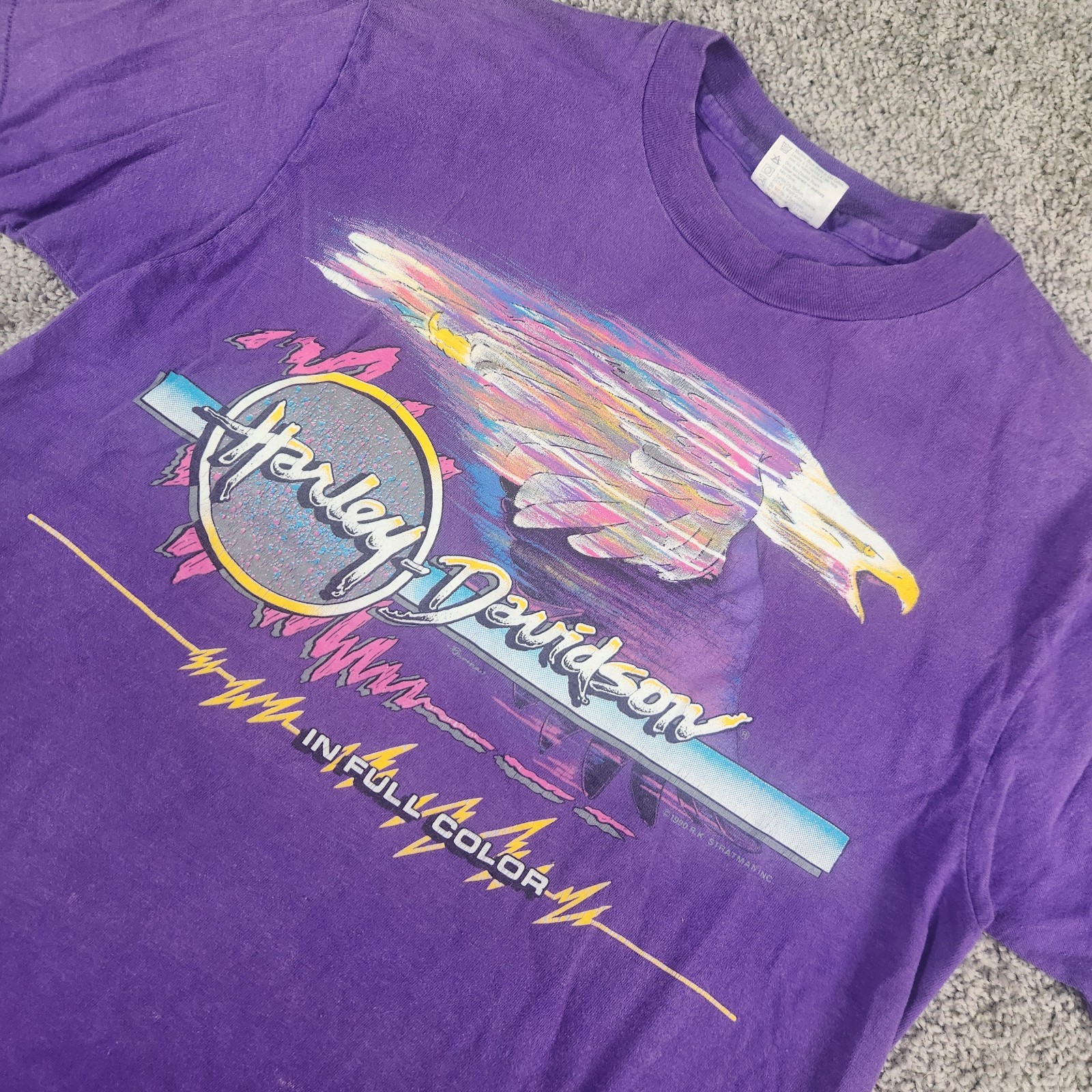 Vintage 1990 Harley Davidson Shirt Mens Large In Full Color Biker Single Stitch