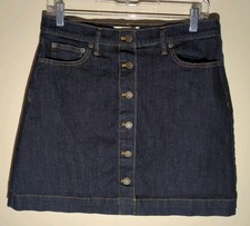Gap 1969 Button Front Denim Mini Jean Skirt 29/8 Dark Wash Classic Boho Hippster