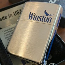 Winston Silber Zippo Feuerzeug Tabak Marke Gravur Gebraucht