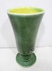 Vintage Green Ceramic Vase With Yellow Center