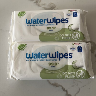 WaterWipes Plastic-Free 99.9% Water Based Baby Wipes Fragrance-Free 2 Packs NEW!