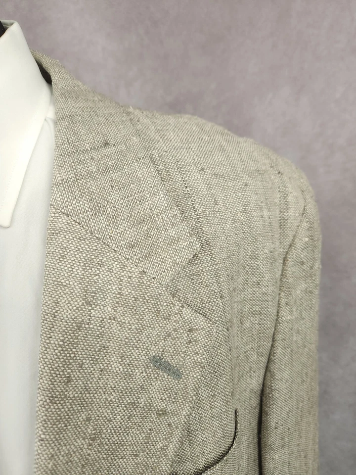 Savile Row Tweed Blazer Mens 42L Gray Silk Sports Coat Jacket 2 Buttons Vent - Image 4 of 4