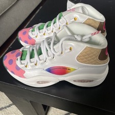 NEW RETRO REEBOK QUESTION MID CANDY LAND WHITE PINK GREEN 7Y WOMEN'S SIZE 8.5