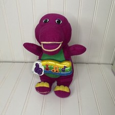 Vintage 2001 Sparkle 'N Sing Barney Plush Toy with Music and Lights NOT WORKING