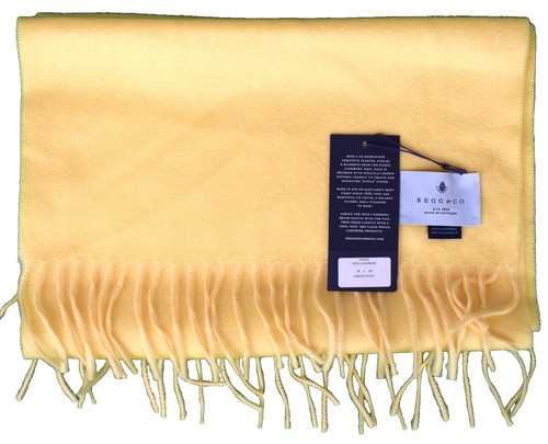 Joshua Ellis Stole Good Condition Yellow x Navy 100% Cashmere