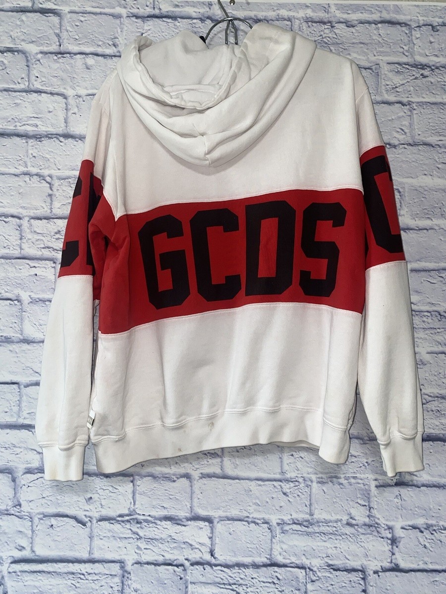 Gcds logo band Hoodie White Red Authentic With Flaws See