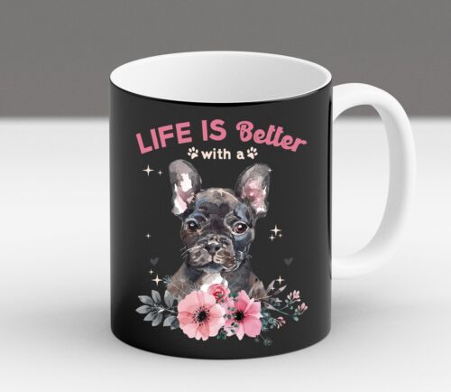 Divertido perro mamá papá bulldog francés regalo para perro amante dueño mamá taza de café - Imagen 1 de 8