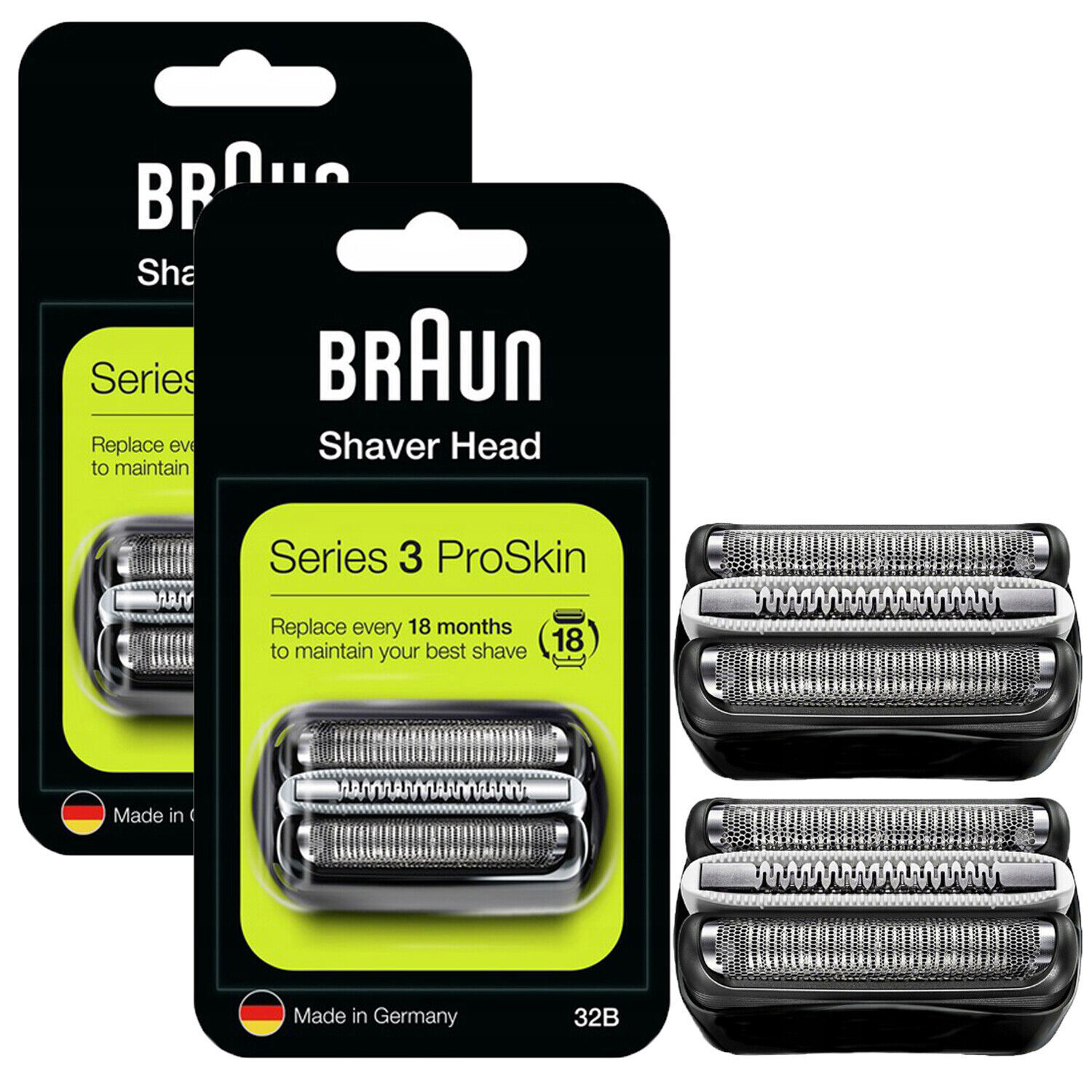 2Pack Braun Series 3 32B Foil Replacement Shaver Heads