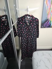 Ladies Love & Roses Black Cherry Maxi Dress - Size 16- Shirt Dress