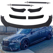 Front Bumper Lip Splitter Spoiler Chin Body Kit Strut Rods For Chrysler 300C
