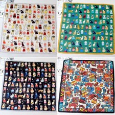 Women Small Scarf 100 Silk Kerchief Bandana Wrap Fashion Design Cats 53 53cm