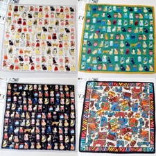 Women Small Scarf 100% Silk Kerchief Bandana Wrap Fashion Design Cats 53*53cm
