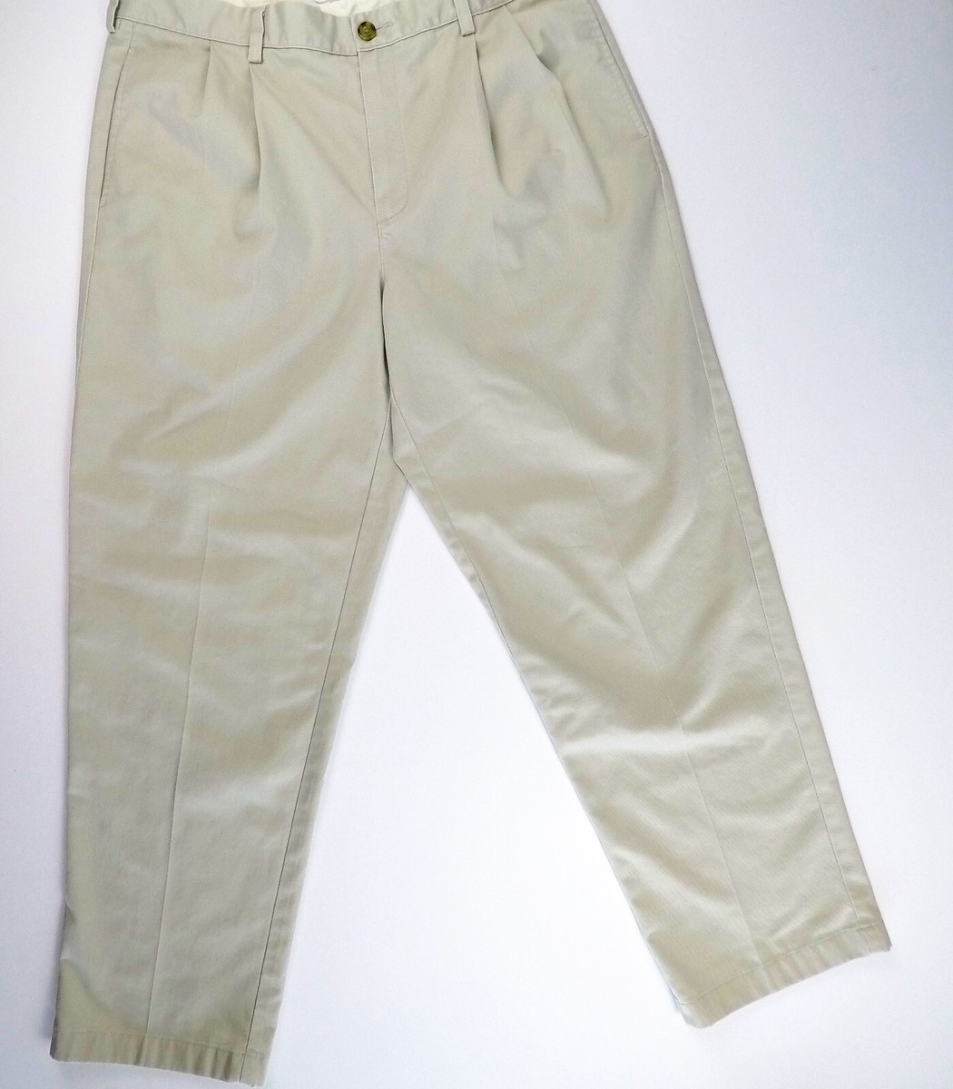 Mens Pants LL BEAN Classic Fit Pleated Khaki Chinos Wrinkle Free Size 36 x  30 | eBay