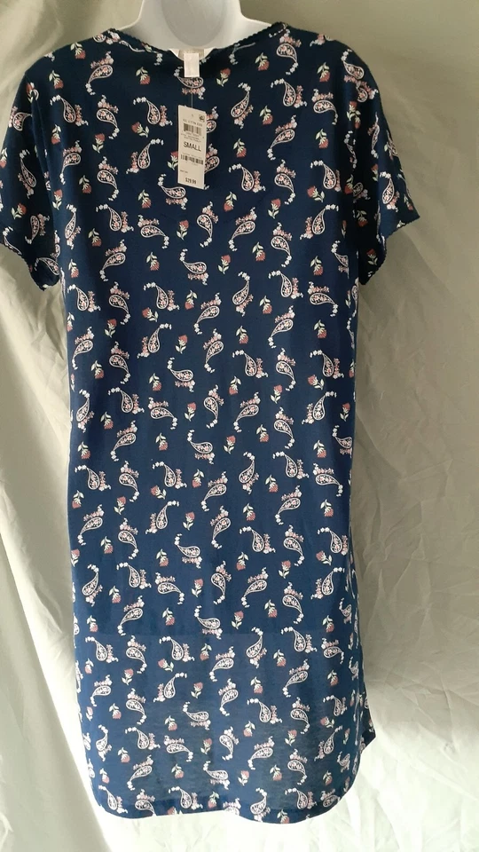 Camisón Charter Club Azul Blanco Manga Rodillera Pequeño 40" BUSTO Foto 4 de 4