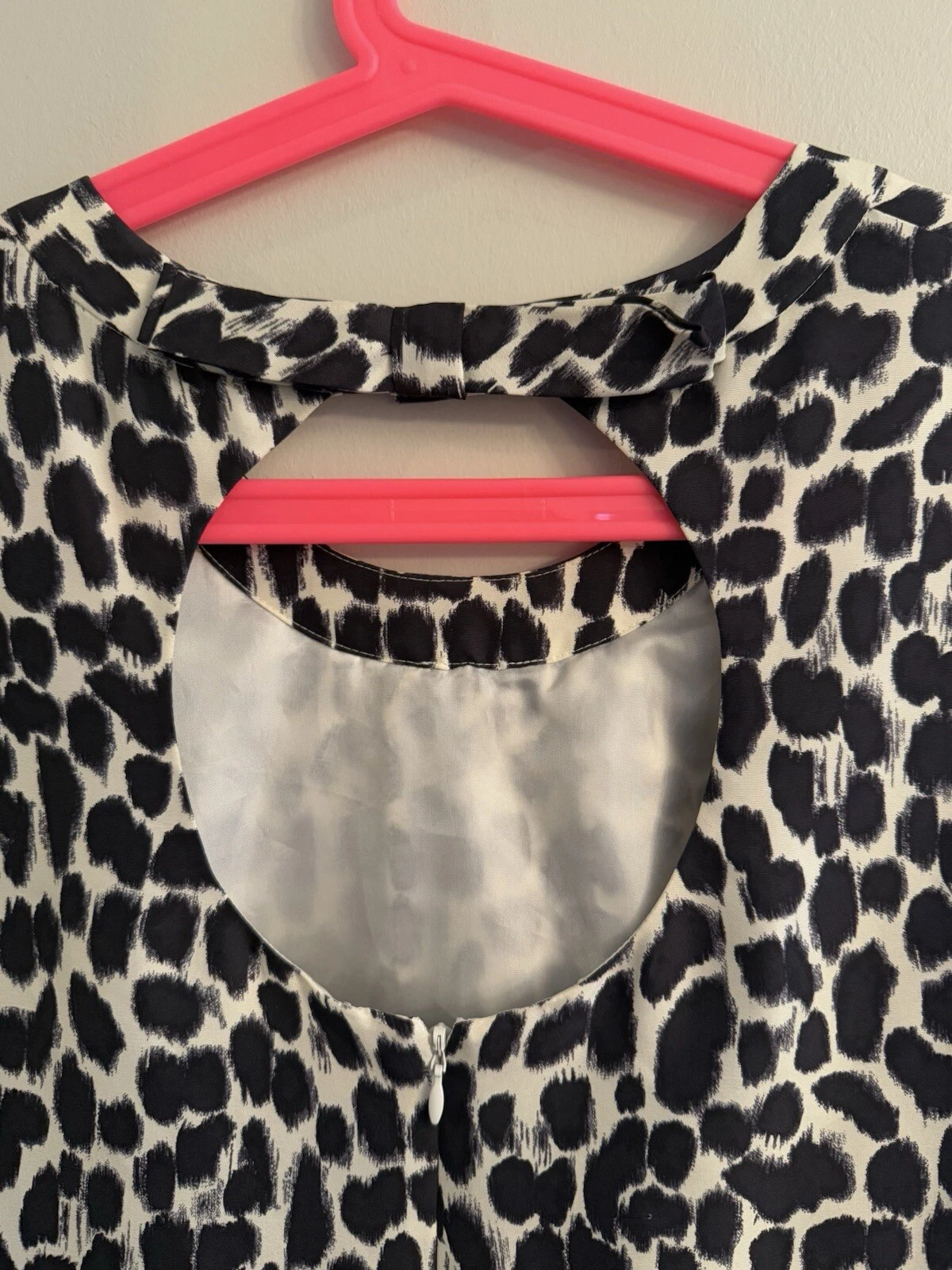 Abito donna Kate Spade nero leopardato manica 3 4 seta tubino taglia 6