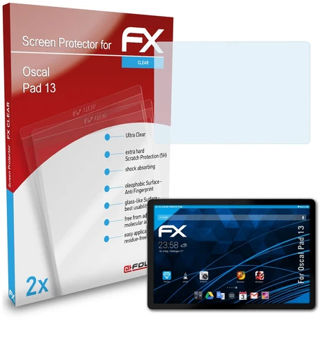 atFoliX 2x Pellicola Protettiva per Oscal Pad 13 chiaro