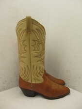 VTG Dan Post Brown Beige Leather Cowboy Western Boots Style 1215 Womens Size 6 C