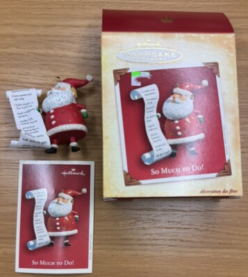 HALLMARK 2004 So Much To Do Santa With List KEEPSAKE Ornament With Box