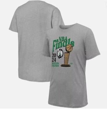 New Boston Celtics Stadium Essentials Heather Gray 2024 NBA Finals tee 2XL