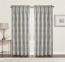 Panels or Valances Lanza Geometric Printed Window Curtain Treatment Rod Pocket