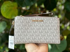 Michael Kors Jet Set Travel Large Double Zip Phone Wallet MK Vanilla Pink