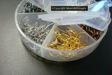 EARRING WIRES, 120Pc Fish Hook 6 Colors in Case Jewelry Making Supplies FPH019