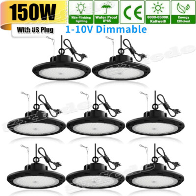 8 Pack 150W UFO Led High Bay Light Industrial Commercial Garage Shop Gym Light