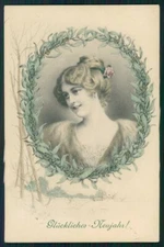 Artist Signed Wichera Viennoise Lady MM Vienne serie 476 cartolina TC1790