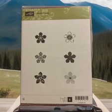 STAMPIN UP  Petite Petals  133155 Set Of 6 Small Flowers Rubber Stamps.