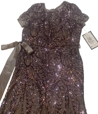 R & M Richards Evening Dress Sequin Gown. (Macy*s) Style# 1875. Size 18.  Mocha. | eBay