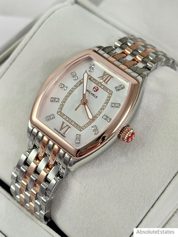 NWT⭐️Michele Rose-Gold Silver Mosaic Diamond Watch MICHELE Rose Gold Case Wristwatches for sale | eBay main image 4
