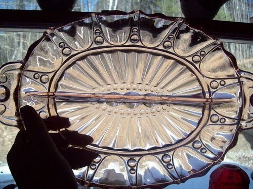Anchor Hocking ROSA Glas mit Vertiefung - Auster & Perle - ovale geteilt Relish Schale - Bild 3 von 3