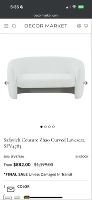 Zhao Boucle Curved Loveseat