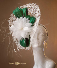 Kelly Green Fascinator Cream Off White Hat Royal Ascot Kentucky Derby Emerald