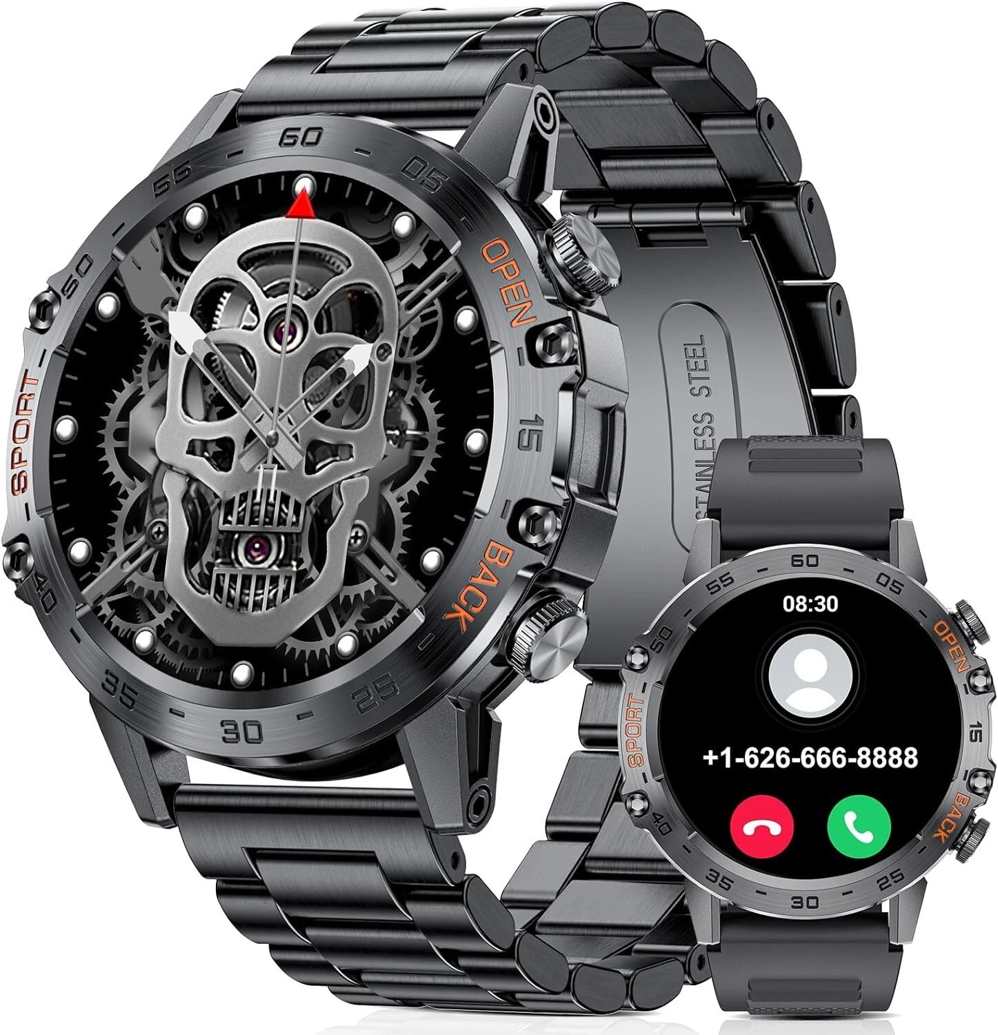 Smartwatch Men Women for Android iOS Fitness Watch Heart Rate Monitor Pedometer Black
