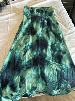 NWT Anthropologie The Aliza Strapless Linen Maxi Dress Green Blue Size  XXS!! | eBay