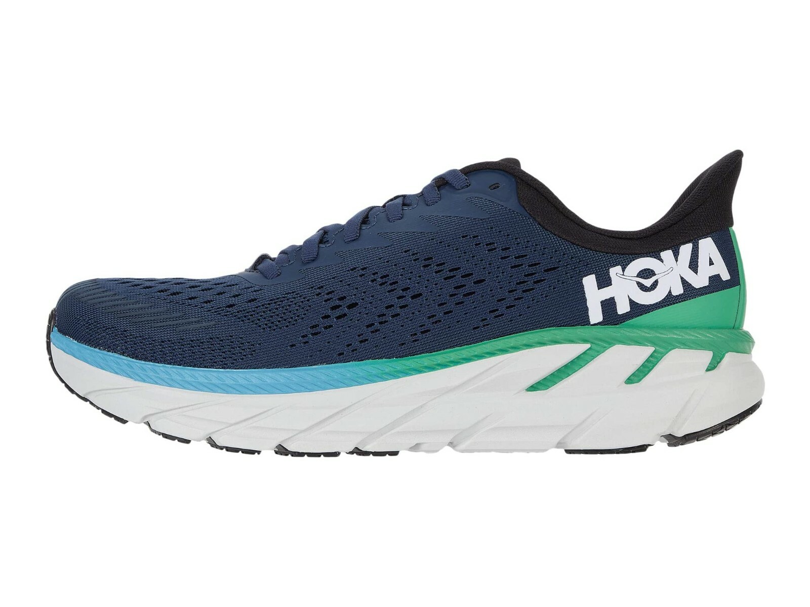 HOKA ONE ONE Clifton 7 Men's Lightweight Lace-Up Sneakers Blue Mesh Size 10 EE image 2