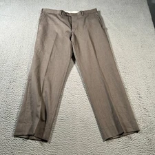 Alfani Wool Pants Men Size 34x26 Flat Front Chinos Brown Striped Casual