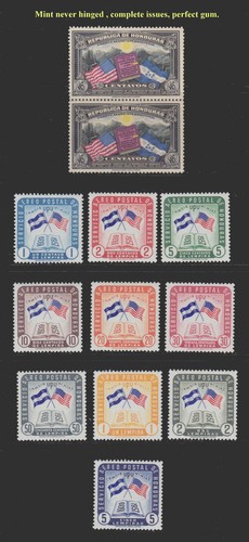 1937 58 HONDURAS US CONSTITUTION , US FLAGS NH SCT.C84C279-C288 MI.347,552-561