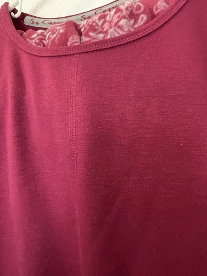 Conjunto de pijama polar para mujer Petite 3X Hanes Comfort Sleep Berry/Damask Petit ¡SUAVE! Foto 2 de 4